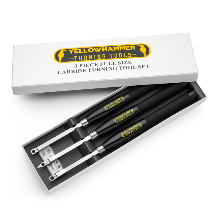 Yellowhammer Premium 3 Piece Full Size Carbide Turning Tool Set