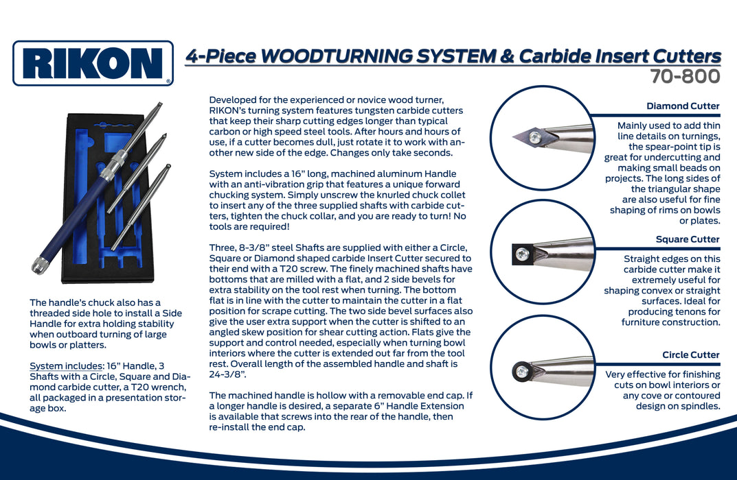 Rikon 4-Piece Woodturning System with Carbide Inserts