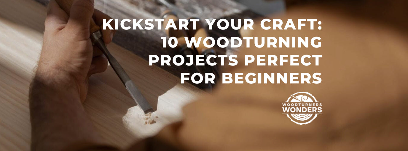 A man working on a woodturning project for beginners.